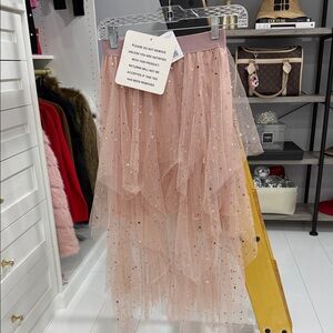 Chicwish Pink and Gold High-Low Tulle Skirt